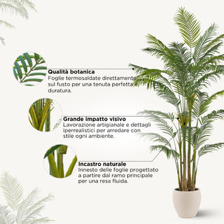 EDG Enzo De Gasperi Pianta Artificiale Palma Areca Vogue con Vaso H210 Cm