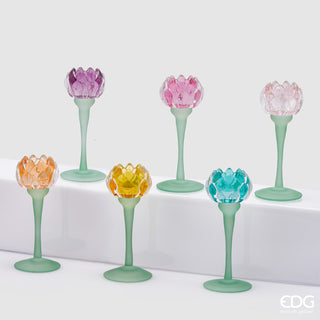 EDG Enzo De Gasperi Portacandela Ninfea H20 cm Azzurro
