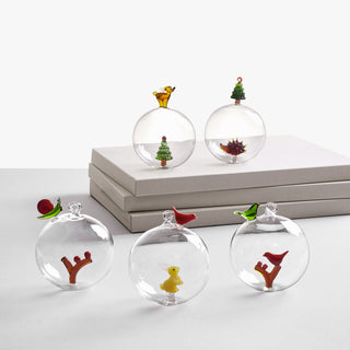 Ichendorf Milano Set of 2 Christmas Tree Spheres Hedgehog and Tree in Borosilicate Glass