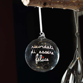 Simple Day Glass Christmas Bauble Remember to Be Happy D12 cm