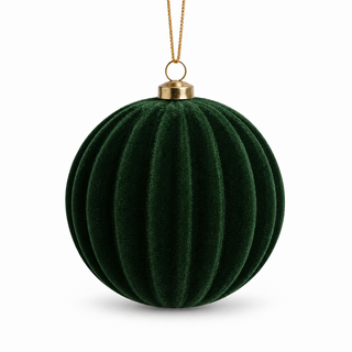 Xone Set 24 Palline Velvet D10 cm in Velluto Verde Bosco