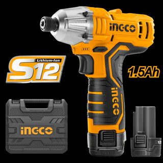 Ingco Italia Avvitatore a percussione con caricatore e  2 batterie 1.5 ah
