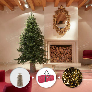 EDG Enzo de Gasperi Offerta Albero di Natale Pino Luxury 180 cm + Base Tronco + 500 Miniled + Borsa