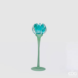 EDG Enzo De Gasperi Water Lily Candle Holder H20.5 cm Light Blue