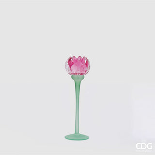 EDG Enzo De Gasperi Water Lily Candle Holder H17.5 cm Fuchsia