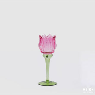 EDG Enzo De Gasperi Tulip Candle Holder H19 cm Fuchsia