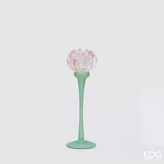 EDG Enzo De Gasperi Portacandela Ninfea H20,5 cm Rosa