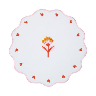 Baci Milano Mamma Mia Embroidered Round Placemat D38 cm Pink Edge