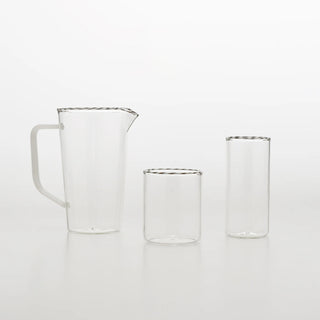 Zafferano Set 6 Tumbler Intrecci 46cl in Vetro Bianco Nero