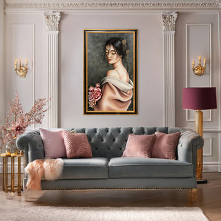 Art Maiora Quadro Adara con Cornice Nero Oro Dipinto a Mano su Tela 120x75 cm