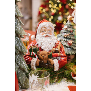 Nuvole di Stoffa Decorazione da Appoggio Babbo Natale con Regalo H28,5 cm