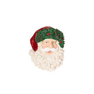 Nuvole Di Stoffa Targa Testa Babbo Natale 35.5 cm in Resina