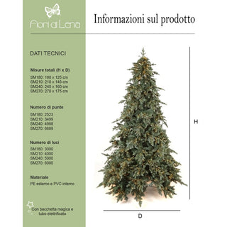 Fiori di Lena Albero di Natale St Moritz cm 4000 Mini Led H210 D145 cm
