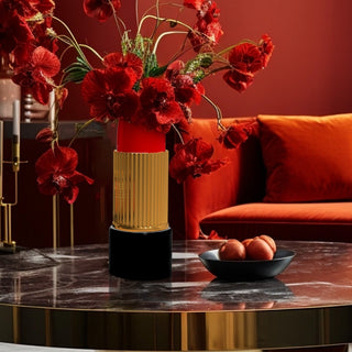 Sequenze Vase Fiordilabbra Gold and Red H31 cm
