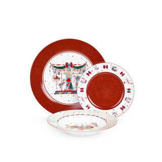 Nuvole di Stoffa Servizio Tavola Natalizio 18 Pezzi Giostra in Porcellana