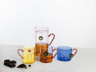 Ichendorf Milano Sweet&Candy Tazza Mug Blu con Manico Bastoncino di Zucchero e Ghirlanda