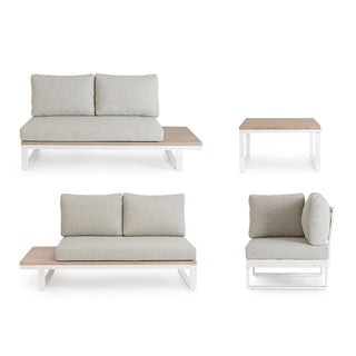 Andrea Bizzotto Set Salotto Esterno da Giardino Angolare Zelmar Vapor in Alluminio Bianco