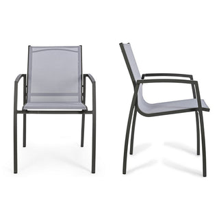 Andrea Bizzotto Hilla Outdoor Stackable Chair in Anthracite Aluminum