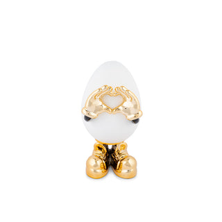 Mia Design Egg Hands Heart H28 cm in Gold and White Resin
