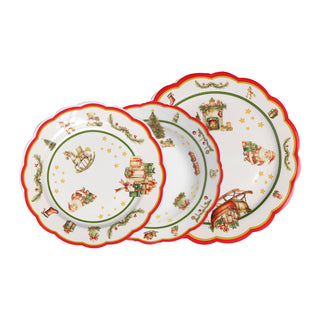 Love Tiffani 18-teiliges Weihnachtsgeschirrset mit Keramikblume