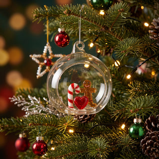 Andrea Bizzotto Sfera Vetro Aperta Yule Candy con Pacco Regalo D8 cm