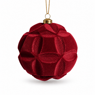 Xone Set 24 Palline di Natale Velvet D10 cm in Velluto Rosso