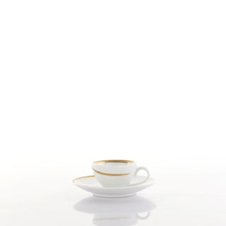 Weissestal Kaffeetassen-Set (2-teilig) mit Untertassen, Vintage Gold Shiro, Porzellan