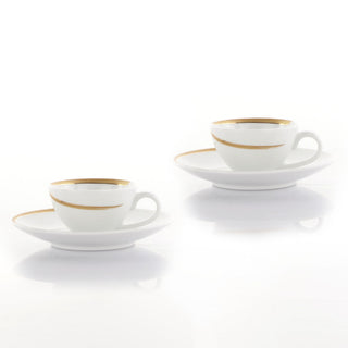 Weissestal Set 2 Tazzine da Caffè con Piattino Vintage Gold Shiro in Porcellana