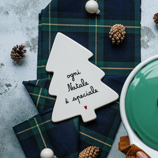 Simple Day Weihnachtsbaum-Untersetzer „Jedes Weihnachten ist etwas Besonderes“, 21 x 15 cm