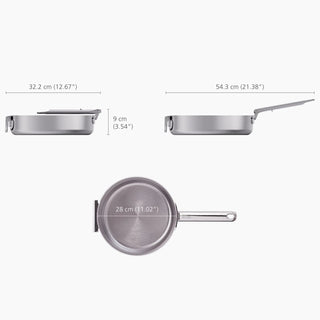 Joseph Joseph 28 cm Bratpfanne mit Klappgriff und Edelstahldeckel