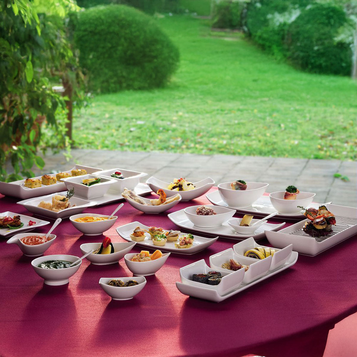Tognana Set Tablett + 3 Tendence Schalen 34x25 cm aus Porzellan – Le Gioie