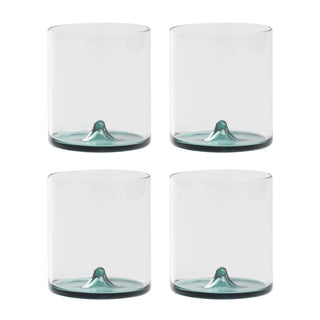 Zafferano Set 4 Tumbler Discobolo 345ml in Vetro Verde Lago