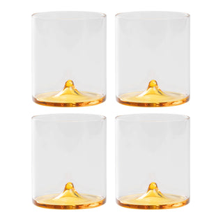 Zafferano Set 4 Tumbler Discobolo 345ml in Vetro Giallo Oro