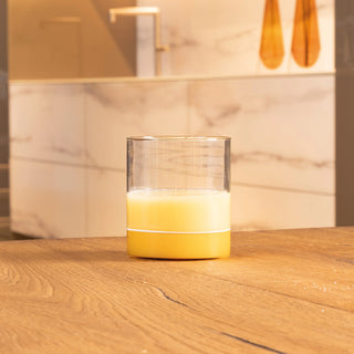 Zafferano Set 4 Tumbler Filo Bianco 440ml in Vetro Giallo Oro