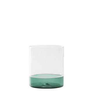 Zafferano Set 4 Tumbler Filo Bianco 440ml in Vetro Verde Lago