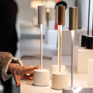 Zafferano Lampada da Tavolo Carolina 28 cm Bianco Lucido