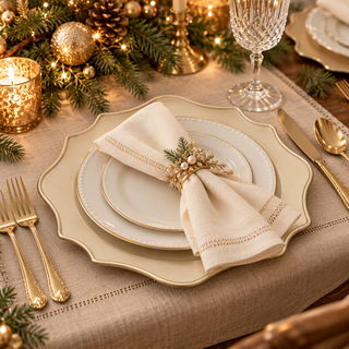 Brandani Set 4 Sottopiatti Smerlati Champagne D33 cm