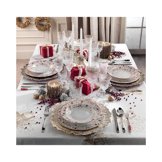 Brandani Servizio Piatti Natalizio 18 pezzi Tempo di Festa in Porcellana