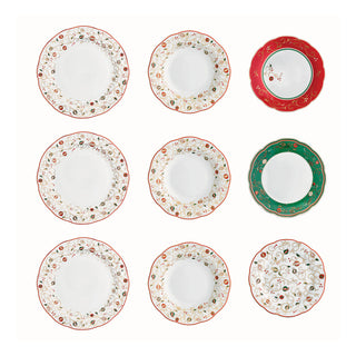 Brandani 18-teiliges Weihnachtsgeschirr-Set, Party Time, Porzellan