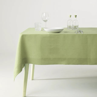 Tessitura Toscana Set Tablecloth + 12 Tiziano Napkins in Linen 170x270 cm Pistachio