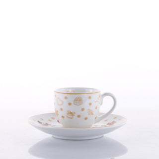 Weissestal Set 2 Tazzine Natalizie con Piattino Toys in Porcellana