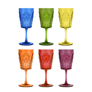 Baci Milano Set of 6 Baroque&amp;Rock Multicolor Wine Glasses