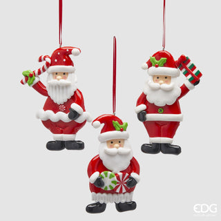 EDG Enzo De Gasperi Set 3 Decorazioni Babbo Natale H12 cm