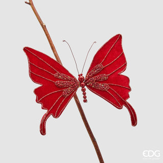 EDG Enzo de Gasperi Weihnachtsdekoration Schmetterling mit Clip D23 cm Rot