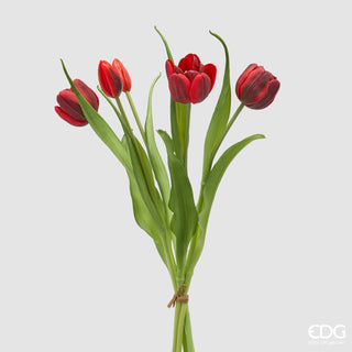 EDG Enzo De Gasperi Bouquet di Tulipani 4 Fiori H40 cm Sfumato Rosso