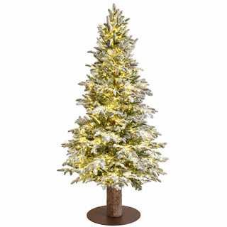 Albero di Natale Rockefeller Slim Innevato di Salvatore Izzo H210 cm Ultra Realistico Total PE 2200 Led con Tronco Incluso