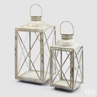 EDG Enzo De Gasperi Set of 2 Cedar Lanterns H65 H48 cm