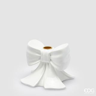 EDG Enzo De Gasperi Portacandela Fiocco Bianco H11 cm