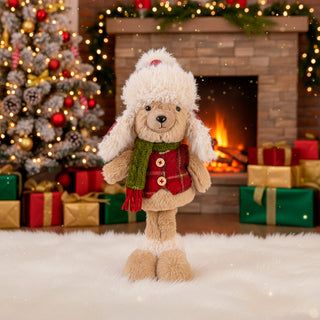 Nuvole di Stoffa Decorazione Orso in Piedi con Cappello H34 cm Rosso