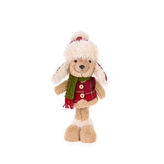 Nuvole di Stoffa Decorazione Orso in Piedi con Cappello H34 cm Rosso